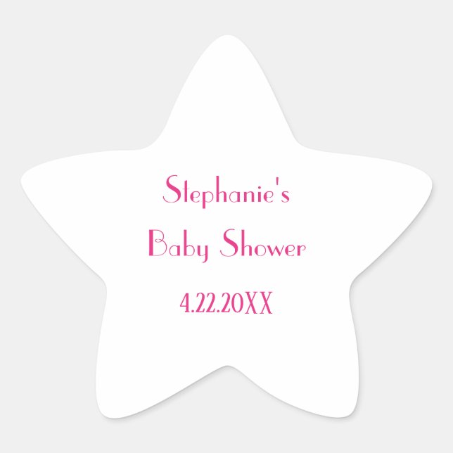 Baby Shower Girls Pink Custom Name Elegant 2024 Star Sticker (Front)