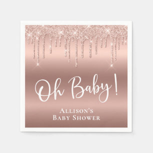 Baby Shower Glitter Rose Gold Personalized Napkin