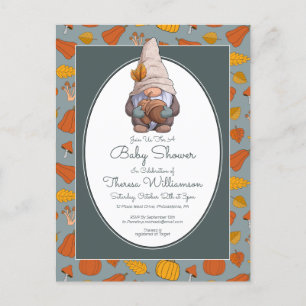 BABY SHOWER   Gnome Autumn Fall Postcard