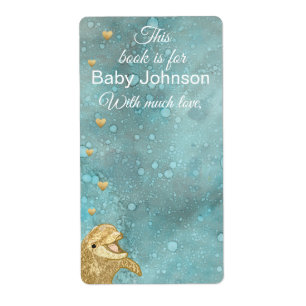 Baby shower "Gold Baby Dolphin" Feuille d'assiette