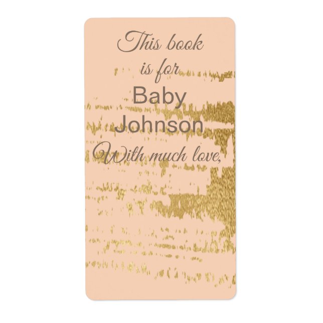 Baby Shower "Gold Classic/P" Bookplate Sheet of 8 (Front)