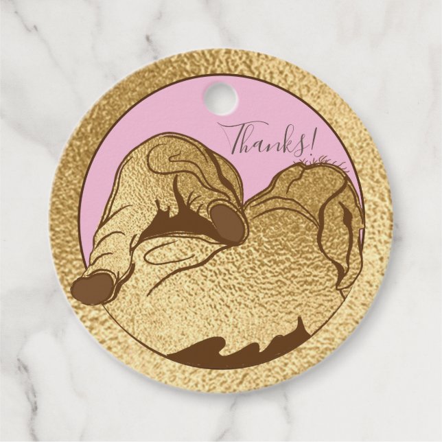 Baby Shower Gold Elephants Favour Tags (Front)