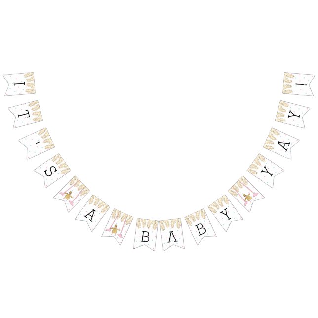 Baby Shower Gold Flamingo Baby, Swallowtail Banner (All)