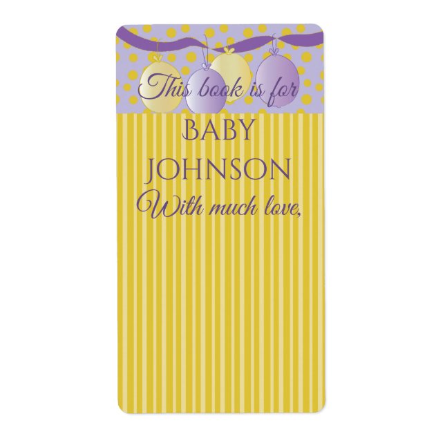 Baby shower "Gold/Lavender" Feuille plaque de 8 (Devant)