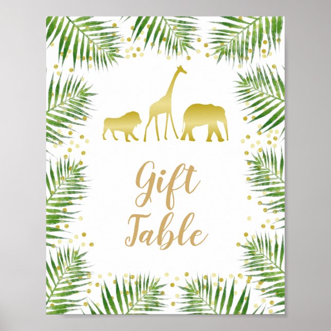 Baby shower Gold Safari Animaux Tableau Cadeaux (Devant)