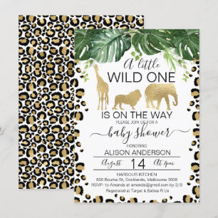 Baby shower Gold Safari Leopard Skin Invitation