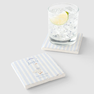 Baby shower goose blue stone coaster
