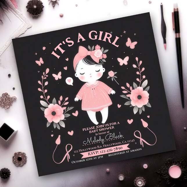 Baby shower gothique Invitation bébé fille (Créateur téléchargé)