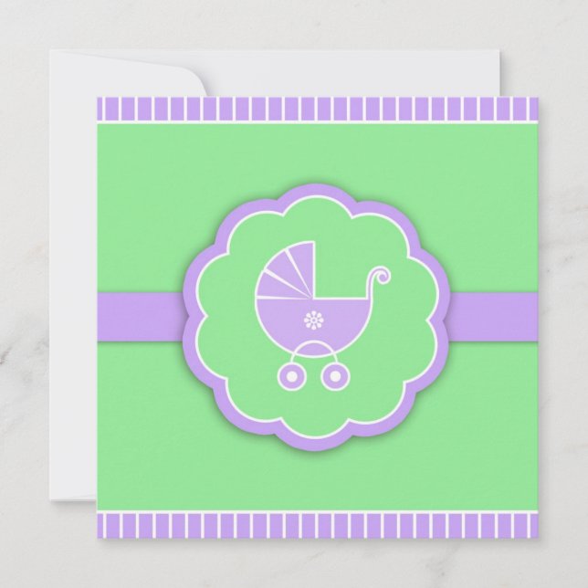 Baby shower Green Flat Invitation (Devant)