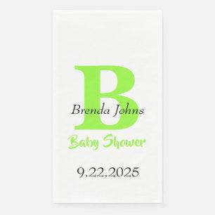 Baby Shower Green Jungle Theme Monogram Name Napkin