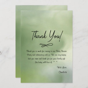 Baby Shower Green Watercolor Background Thank You Card