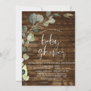 Baby Shower Greenery Eucalyptus Rustic Invitation