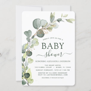 Baby Shower Greenery Eucalyptus Succulent Elegant Invitation