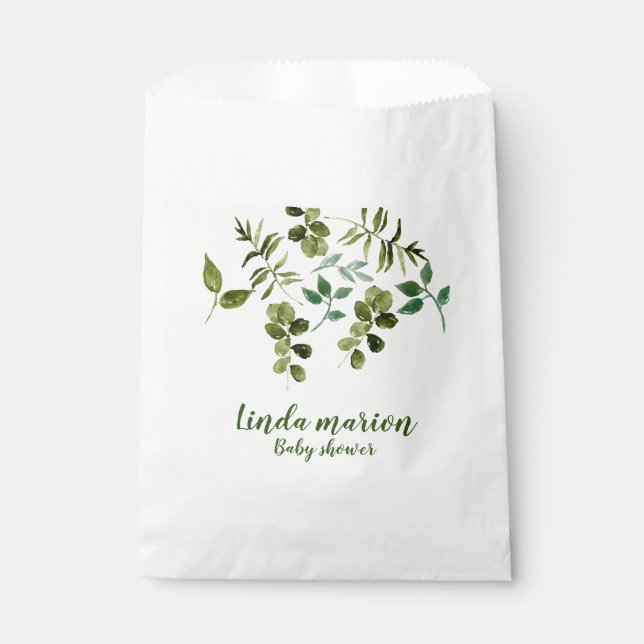 Baby shower greenery floral  favour bag (Front)