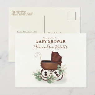 Baby Shower Greenery Modern Watercolor Eucalyptus Postcard