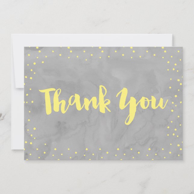 Baby shower gris et jaune | CARTE DE REMERCIEMENTS (Devant)
