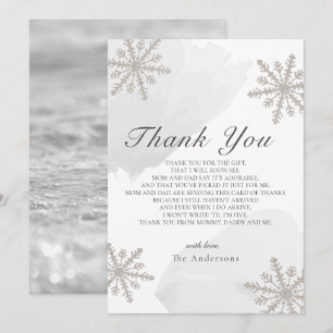 Baby shower gris Silver Snowflakes Carte de remerc