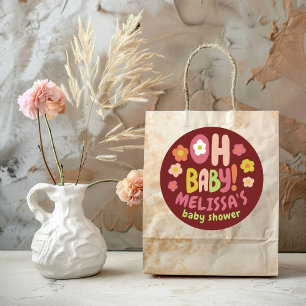 BABY SHOWER Groovy Daisies COLORFUL CUSTOM Classic Round Sticker