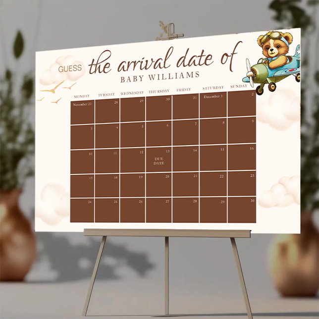 Baby Shower Guess The Due Date Calendar Poster (Baby Shower Guess The Due Date Calendar Poster)