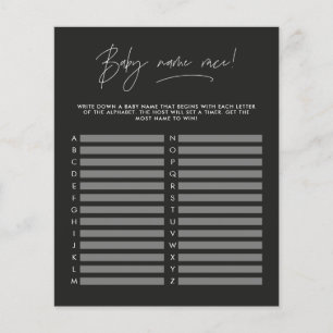 Baby shower guess the name modern black