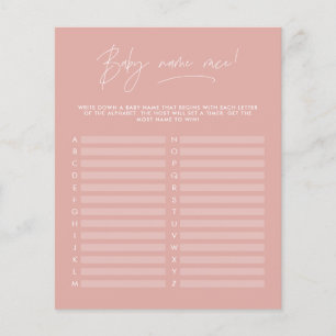 Baby shower guess the name modern girly rose pink