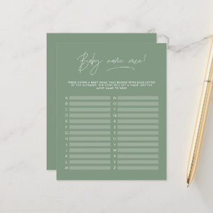 Baby shower guess the name modern sage green