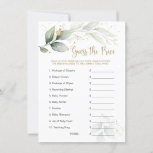 Baby Shower Guess the Price Game Greenery Foliage