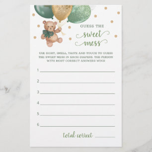 Baby Shower Guess The Sweet Mess Game Teddy Bear