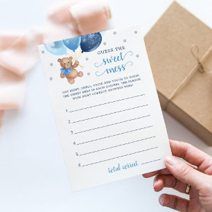 Baby Shower Guess The Sweet Mess Teddy Bear Card
