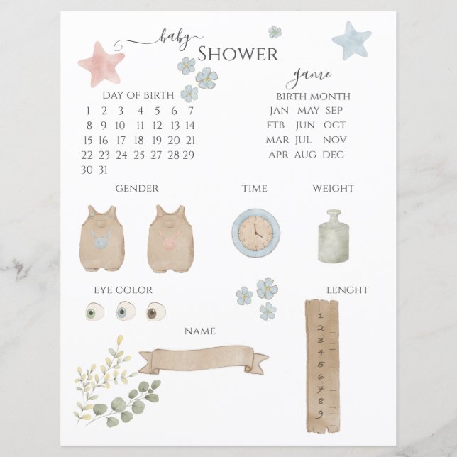  Baby Shower Guessing Game (Front)