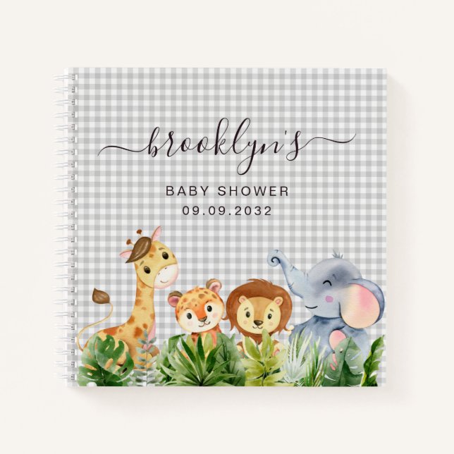 Baby Shower Guest Book | Gingham Jungle (Front)