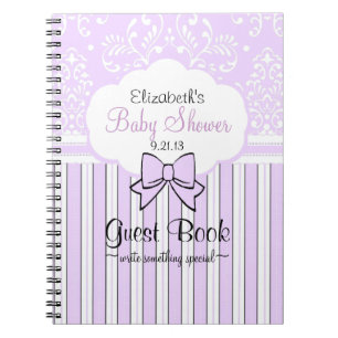 Baby Shower Guest Book in Lavender Damask