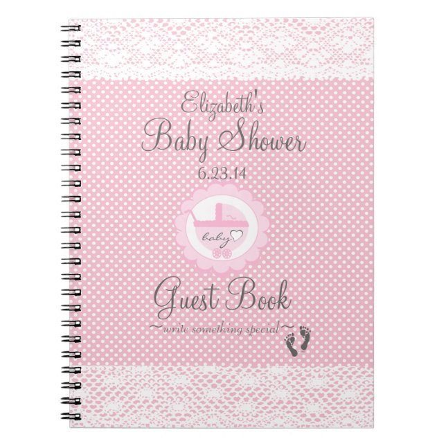 Baby Shower Guest Book With Pink Swiss Dots (Front)