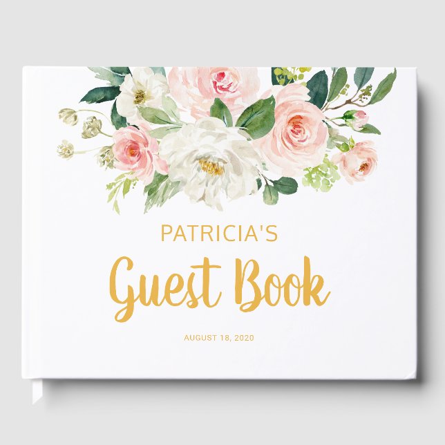 Baby Shower Guest Books, Blush Floral Guest Book (Front)