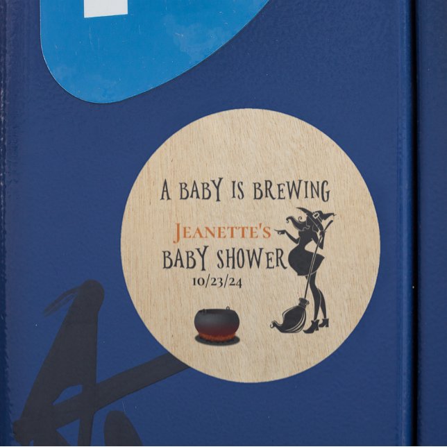 Baby Shower Halloween Baby Brewing Witch  Classic Round Sticker (Creator Uploaded)