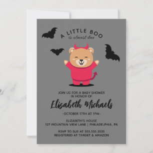 BABY SHOWER Halloween Cute Lil' Bear Devil Card