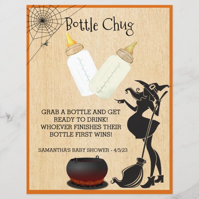 Baby Shower Halloween Witch Bottle Drink Off Game  (Front)