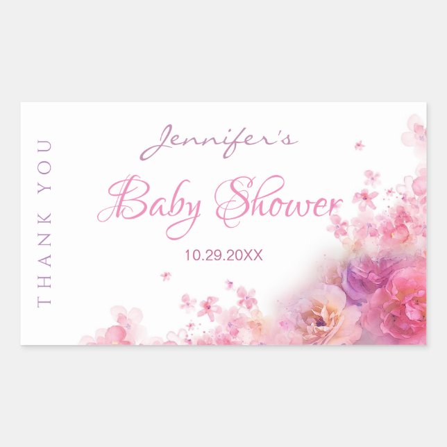 Baby Shower Hand Script Text Elegant Watercolor Sticker (Front)