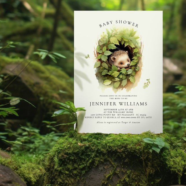 Baby shower Hérisson Aquarelle Invitation (Créateur téléchargé)