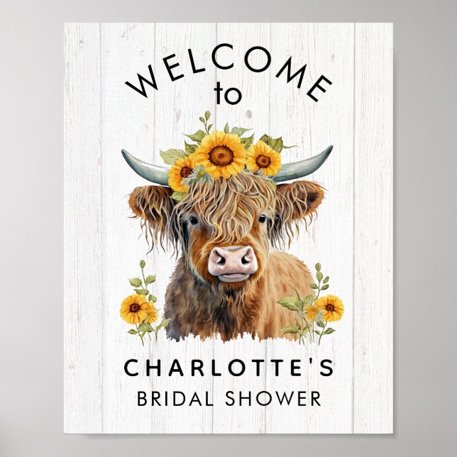 Baby Shower Highland Cow Welcome Sign  (Front)