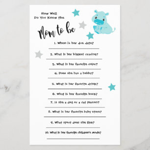 Baby Shower Hippo How well you know the card