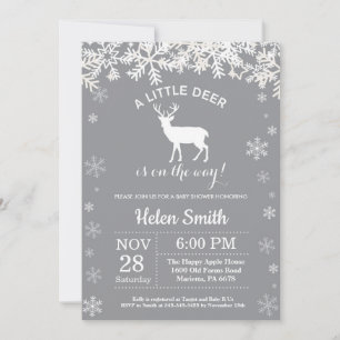 Baby shower hivernal de cerfs Invitation de flocon