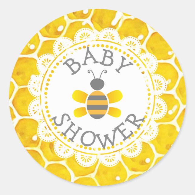Baby Shower Honeybee Themed Honeycomb Stickers (Front)