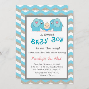 Baby Shower honouring Boy, blue, white, colour Invitation