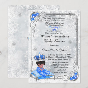 Baby Shower honouring BOY,Prince Boy,Silver & Blue Invitation