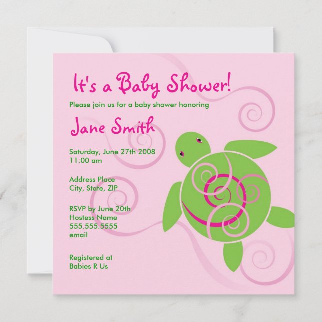 Baby shower Honu Swirls ou invitation d'anniversai (Devant)