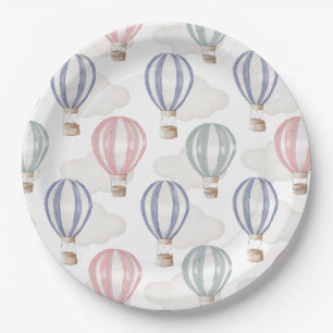 Baby Shower Hot Air Balloons Gender Neutral Paper Plate