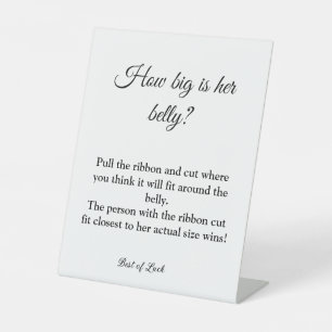 baby shower how big is her belly game sign