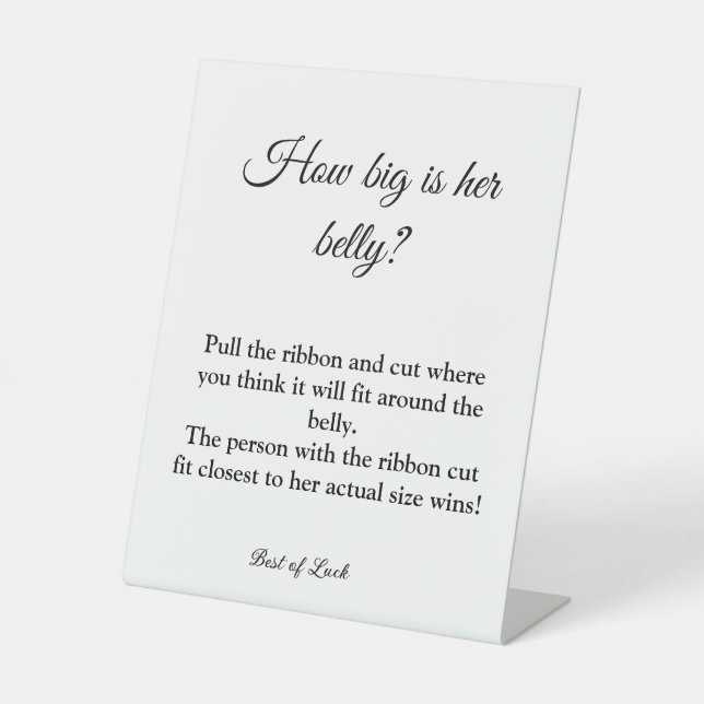 baby shower how big is her belly game sign (Front)
