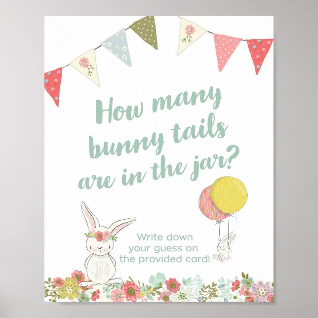Baby Shower How Many Bunny Tails are in the Jar Poster (Front)